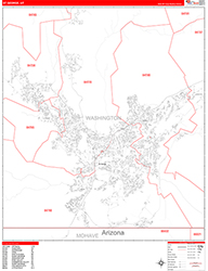 St. George Wall Map Zip Code Red Line Style 2026
